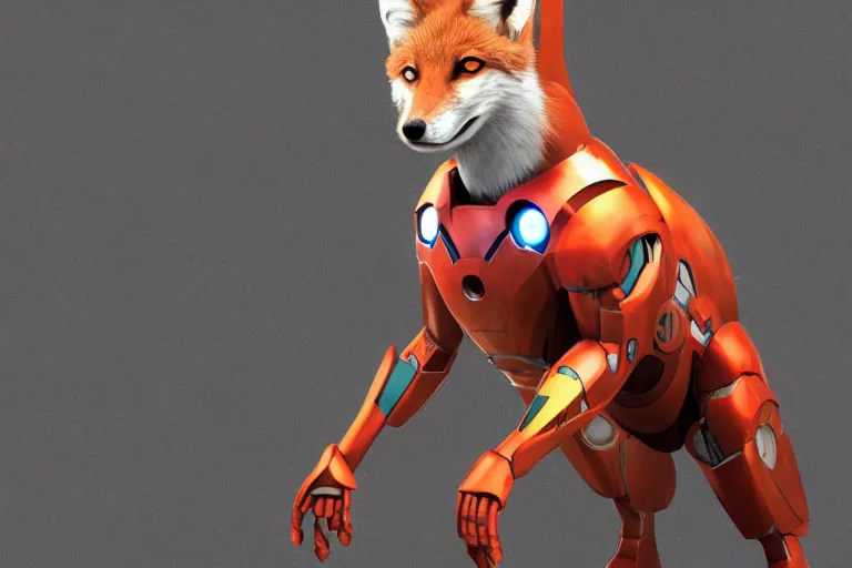 Prompt: Ironman as a quadrupedal fox 🦊