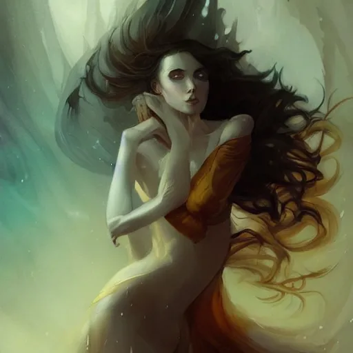 Image similar to a painting in the style of charlie bowater and in the style of charles dulac and in the style of peter mohrbacher. smooth, sharp focus, fantasy, semi - realism.