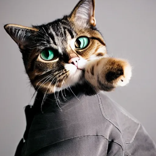 Image similar to photo of cat wearing jacket cowboy