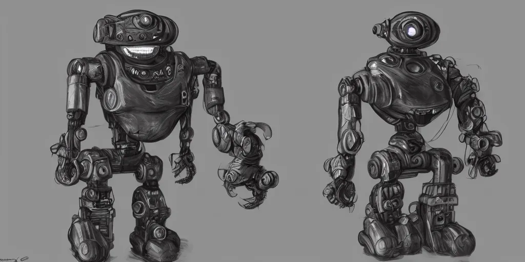 Image similar to realistic robot in van Koch inspired Beholder Concept by Marcus Whinney trending on artstation