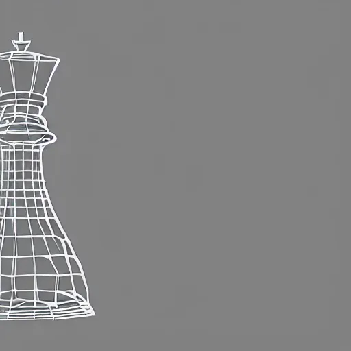 Image similar to underexposed film of a chess piece wireframe mesh model, low poly