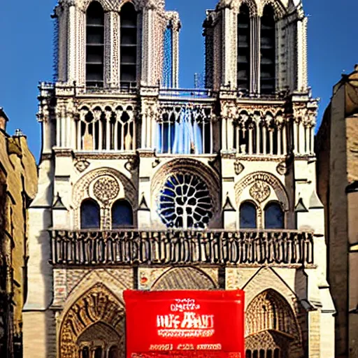 Image similar to photo of Notre Dame Cathedral as a Pizza Hut