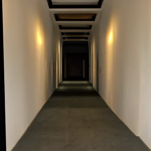 Image similar to a dark and recursive hallway, with a heavenly glow