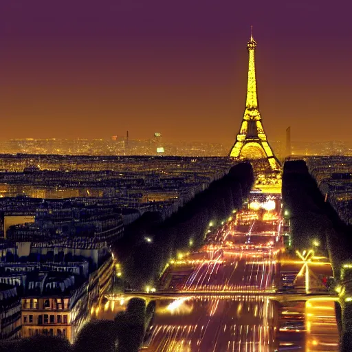 Image similar to award winning photo of paris at night, realistic photo