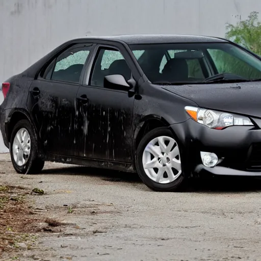 Prompt: black 2011 toyota Corolla SE in a wreck