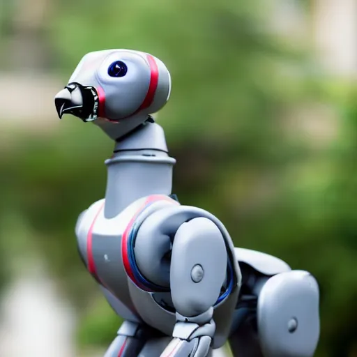 Image similar to robot pigeon by boston dynamics, 33mm depth of field