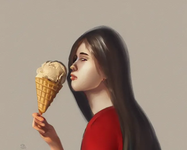 Image similar to a girl with the ice cream by samuel smith trending on artstation