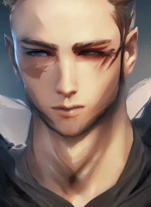 Image similar to detailed beautiful cool male character art, concept art, depth of field, on amino, by sakimichan patreon, wlop, weibo, bcy. net, colorhub. me high quality art on artstation.