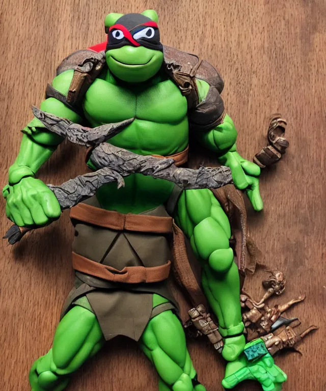 Image similar to packaging for a teenage mutant ninja turtle raphael hottoys toy