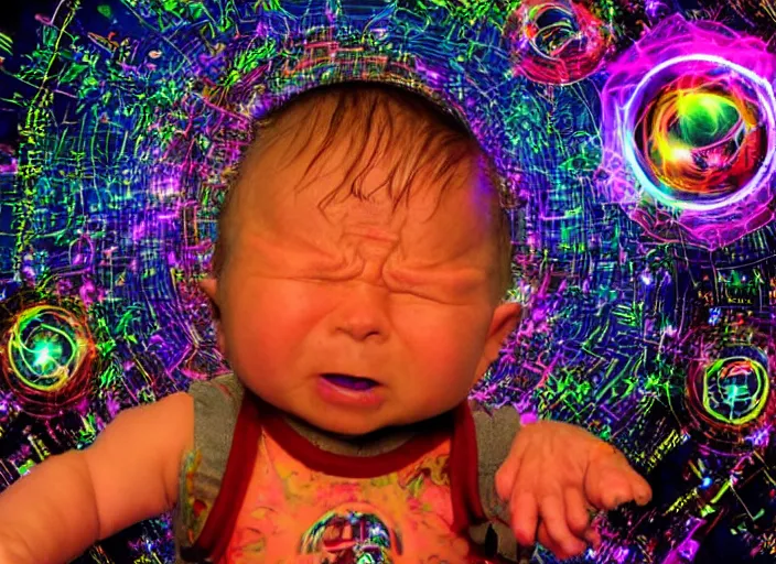 Image similar to Machine learning and psytrance. what a day! A crying baby.