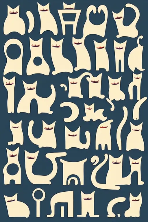 Image similar to mid century modern art cats shapes by bernard simunovic