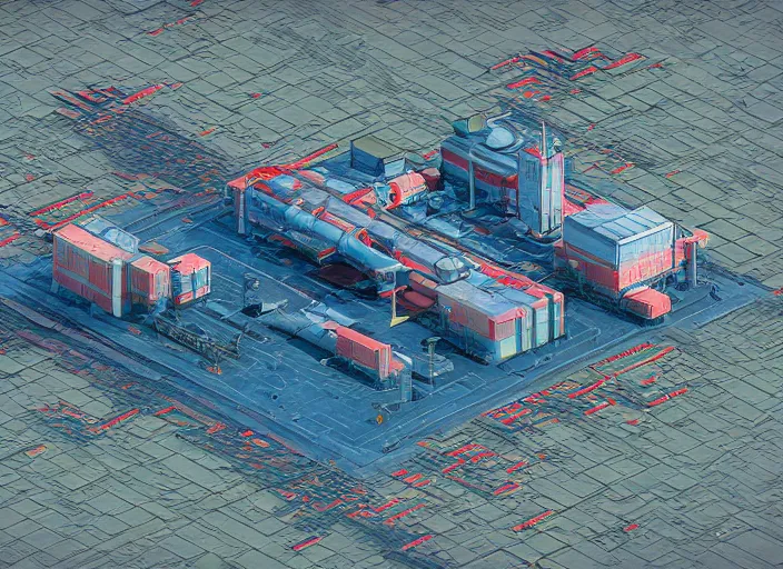 Prompt: hyper detailed nuclear station zaporozhsksya isometric aerial lowpoly by beeple, wlop, unreal engine 5, lumen, nanite