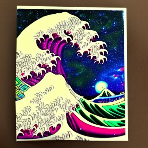 Prompt: paint pour, marbling, very detailed, 8k 4k, cosmic nebula, alien worlds, sherbert sky, glowing rainbow neon ink, deep color hokusai the great wave synthwave style