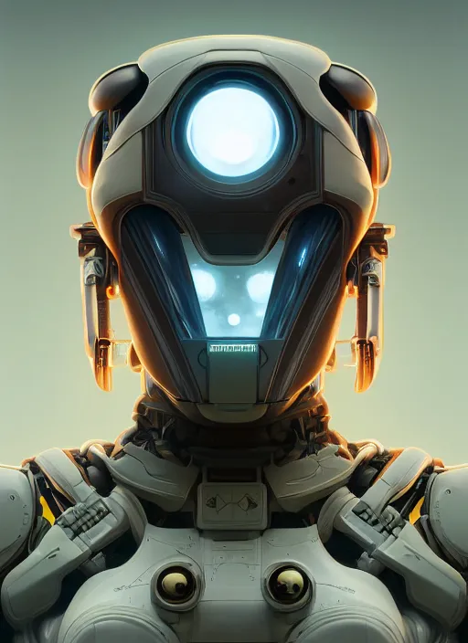 Image similar to symmetry!! portrait of a robot astronaut, tech face, horizon zero dawn machine, intricate, elegant, highly detailed, digital painting, artstation, concept art, smooth, sharp focus, illustration, art by artgerm and greg rutkowski and alphonse mucha, 8 k