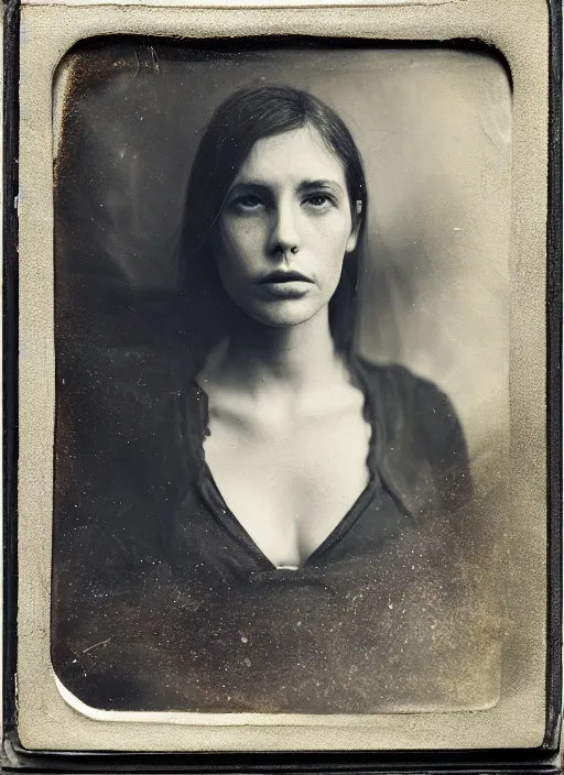 Image similar to old wetplate daguerreotype portrait, explosion of data fragments, fractal, intricate, elegant, highly detailed, parallax, leica, medium format, subsurface scattering, by marie harnett