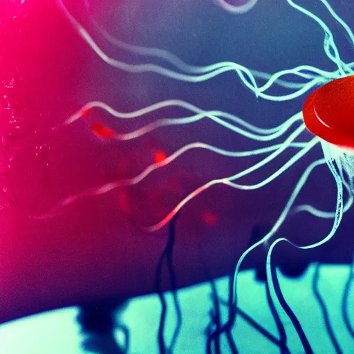 Image similar to hamburger mix jellyfish, cg, 8 k, surrealistic, sharp focus, style by andy warhol