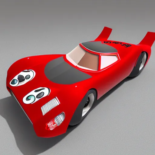 Image similar to low - poly render of lightning mcqueen