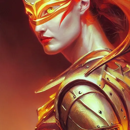 Image similar to the female flame knight, closeup portrait art by donato giancola and greg rutkowski, vintage retro, realistic face, digital art, trending on artstation, symmetry!!