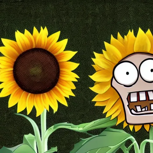 Image similar to plants! vs zombies sunflower!! as a tobacco!! salesman cory arcangel