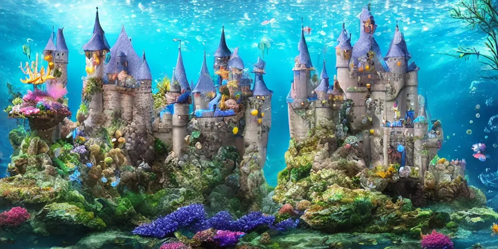 Prompt: underwater fairytale castle