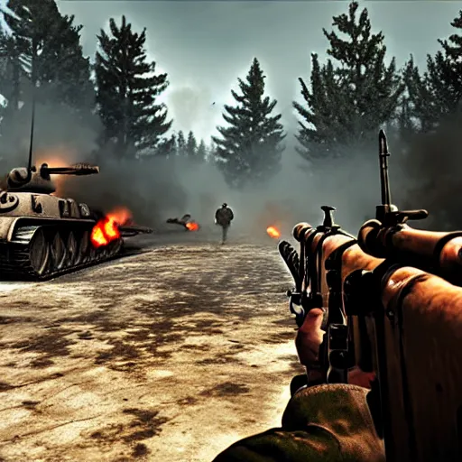 Prompt: battle of berlin in pc game hell let loose, ww 2, 1 9 4 5, american soldiers, nazis, nazi germany, screenshot, unreal engine, gameplay, in - game