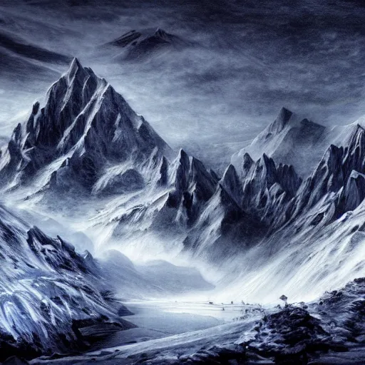 Prompt: epic masterpiece of confrontation between mountain face gods Antarctica, gift of birth, origin mythos, astounding beauty, cinematic, establishing shot, extremely high detail, photorealistic, cinematic lighting, intricate line drawings, 8k resolution