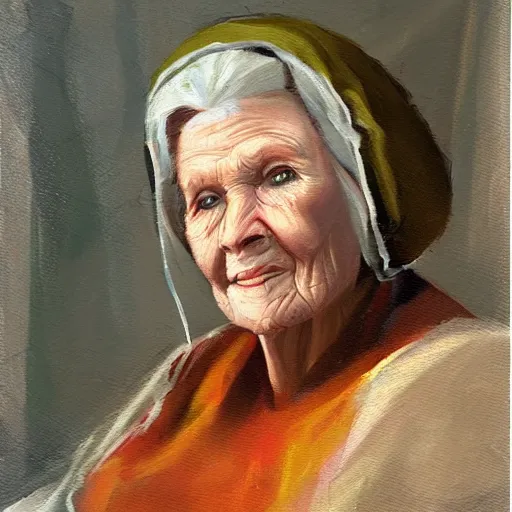 Prompt: kitboga as an old lady, oil painting