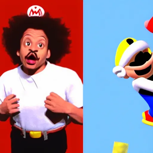 Prompt: a still of the eric andre show, super mario 6 4 graphics