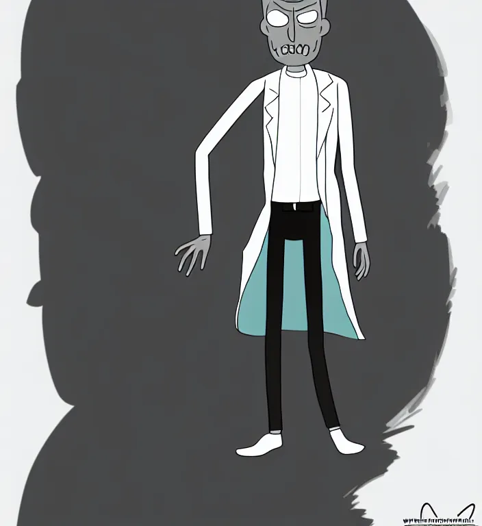Image similar to white man with black fabric mask, short dark hair, true anatomy!, digital painting, style of rick and morty!!!