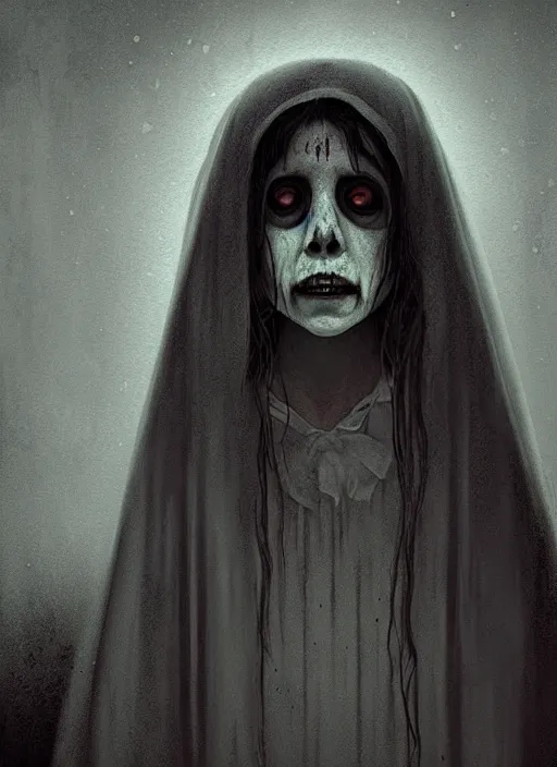 Image similar to portrait of la llorona from the curse of la llorona, desaturated colors, horror lighting, digital art, winning award masterpiece, fantastically eerie, illustration, upscale with simon stalenhag work, trending on artstation, art by wlop and alex ross