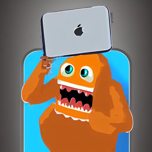 Image similar to iphone monster eating the androids