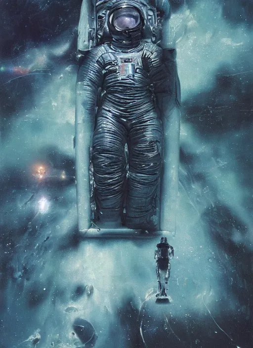 Prompt: astronaut sleep in the underwater void - complex and hyperdetailed technical suit. reflection and dispersion materials. rays and dispersion of light. volumetric light. f / 3 2. noise film photo. flash photography. ultra realistic, wide angle. holographic and anaglyph materials, poster by wayne barlowe, mike winkelmann, wayne barlowe, craig mullins