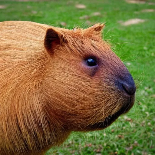 Image similar to a hybrid between a capybara and a llama