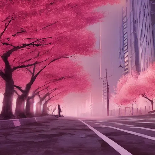 Image similar to cherry blossoms in cyberpunk Tokyo, digital art, artstation, 8k