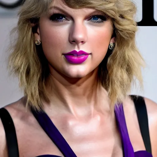 Prompt: taylor swift made of purple skin