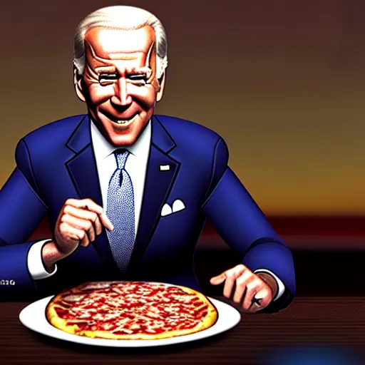 Prompt: Joe Biden as a pizza, 8k, photo, amazing details, octane render