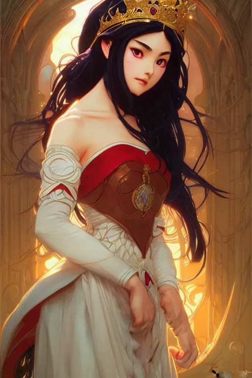 Prompt: rei hino as a princess, fantasy, intricate, elegant, highly detailed, digital painting, artstation, concept art, matte, sharp focus, illustration, art by artgerm and greg rutkowski and alphonse mucha