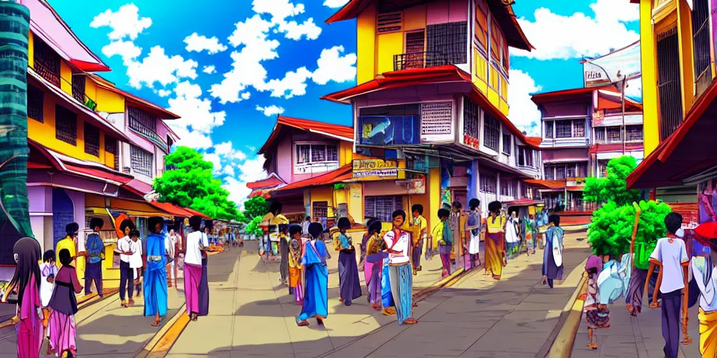 Prompt: anime style Sri Lankan City