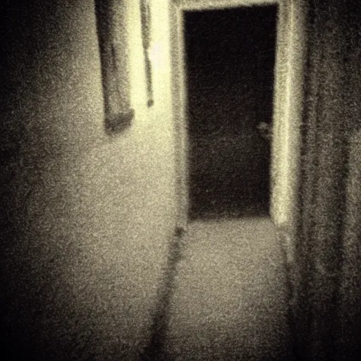 Prompt: insane nightmare, no light, everything is blurred, creepy shadows, black coffin in the room, very poor quality of photography, 2 mpx quality, grainy picture