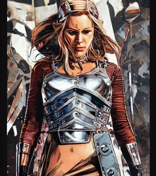 Image similar to Viking female android, by MARVEL comics and Sandra Chevrier, 4k