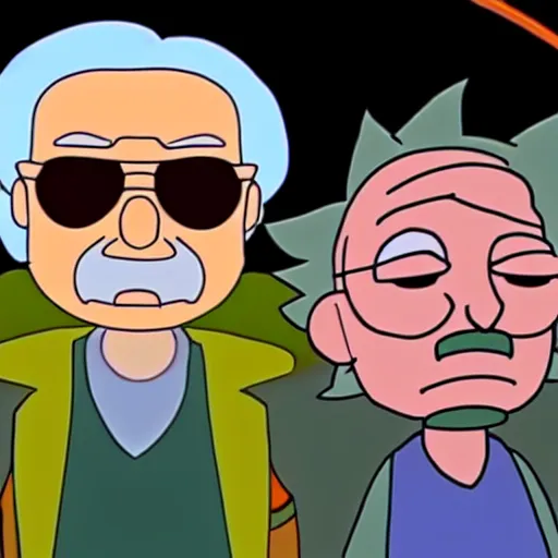 Prompt: stan lee cameo in rick and morty