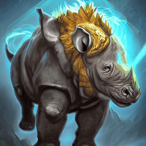 Image similar to rhino lion hybrid, hearthstone art style, epic fantasy style art, fantasy epic digital art, epic fantasy card game art