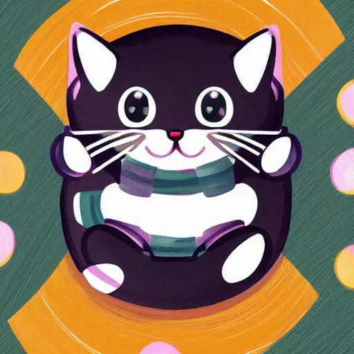 Prompt: cat wrapped up like a sushi roll, by sanrio, cute, adorable, kawaii, digital painting, trending on artstation