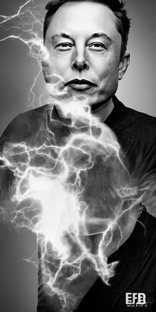 Image similar to elon musk as a ghost photography with bulbous ectoplasm