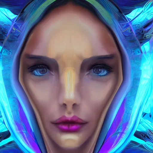 Image similar to face portrait of a woman, iridescent, sci - fi, futurism, face fractals by lois van baarle, cinematic, 8 k