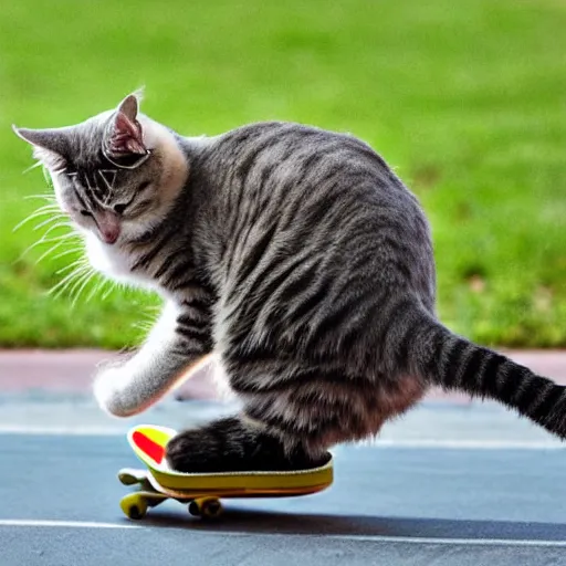 Image similar to cat riding a skateboard