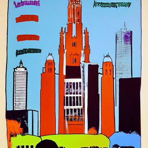 Prompt: a beautiful painting of Columbus Ohio by Andy warhol