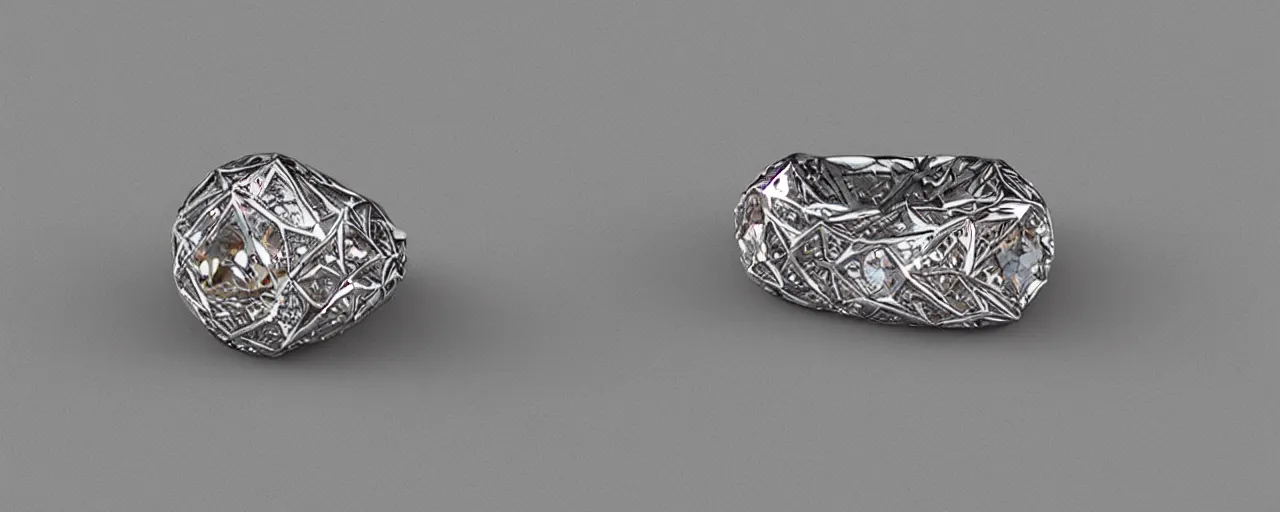 Prompt: simple silver magic crystal ring, gold, smooth, crystal, engravings, diamonds, product design, jewelry, colorful, art by gerald brom, greg rutkowski and artgerm, photo realism, unreal engine, c 4 d