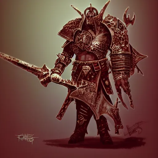 Image similar to a chaos warrior from warhammer, digital art, fantasy art, 8 k, deviantart, trending on artstation