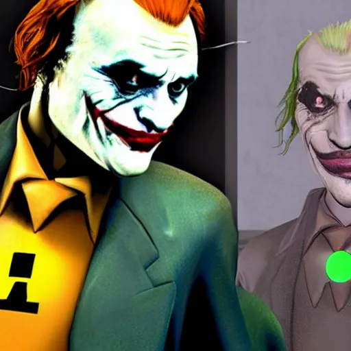 Prompt: The Joker as Gordon freemen from halflife 2, video game accurate model